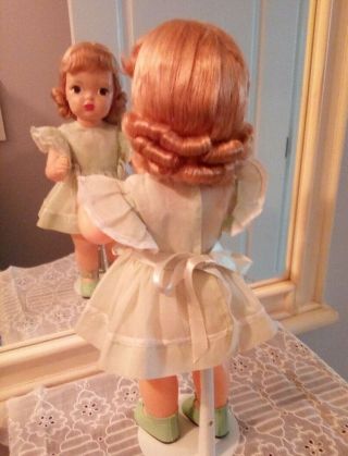 Vintage Terri Lee in tagged organdy dress and teddy shoes,  anklets,  bows 7