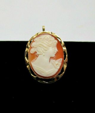 Exceptionally Fine Antique 18k Yellow Gold Shell Cameo Pin / Pendant 5.  9 Grams