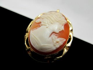 Exceptionally Fine Antique 18k Yellow Gold Shell Cameo Pin / Pendant 5.  9 grams 2