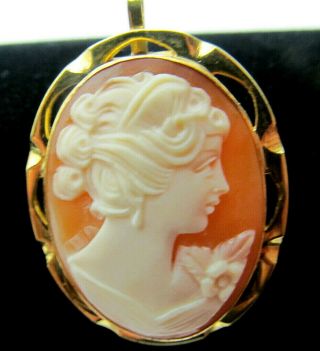 Exceptionally Fine Antique 18k Yellow Gold Shell Cameo Pin / Pendant 5.  9 grams 4