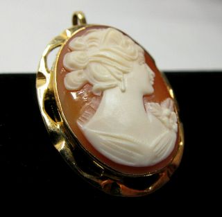 Exceptionally Fine Antique 18k Yellow Gold Shell Cameo Pin / Pendant 5.  9 grams 5