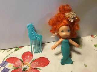 Vintage Kenner 1sea Wees One In Green Tail With Curly Orange With Flower In Hair