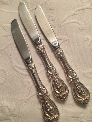 Reed And Barton Francis I Sterling Silver Hollow Handled Butter Knives Set Of 3