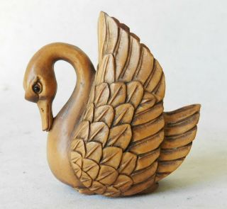 Vintage Japanese Boxwood Netsuke Swan By Masa - ?