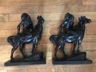 Vintage Indian Chief On Horse Bookends