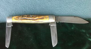 Old Case Xx Deep Groove Stag 3 - Bl Stock Pktknife 4.  25 " 1920 - 1940