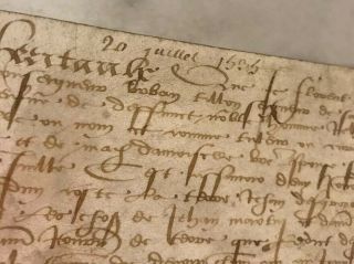Antique Deed Document Dated 1535 Danish German French Italian ? On Vellum