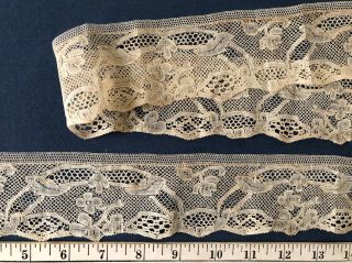 Handmade Mechlin Bobbin Lace W Five Hole Ground Mid 1700s Design Costume Collect