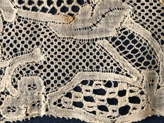 Handmade Mechlin bobbin lace w five hole ground mid 1700s design COSTUME COLLECT 4