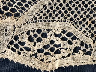 Handmade Mechlin bobbin lace w five hole ground mid 1700s design COSTUME COLLECT 6