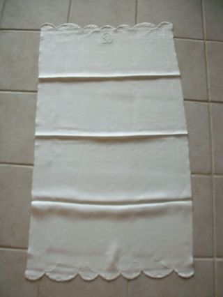 Large Vintage Linen Damask Monogram G Show Bath Towel W/ Fleur De Lis 24 " X 42 "