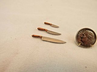 Dollhouse Miniature Vintage Artisan Knife Set and Slotted Spoon 6