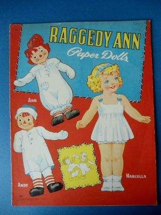 Vintage 1944 Orig Raggedy Ann Andy Marcella Paper Dolls Book Saalfield 369 Uncut