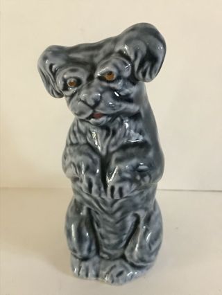 Antique Blue Pekingese Dog Figurine Germany Bisque Porcelain