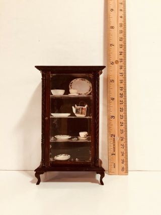 Vintage Dollhouse Fine Miniature China Cabinet w/Dishes Fantastic Merchandise 2