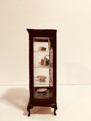 Vintage Dollhouse Fine Miniature China Cabinet w/Dishes Fantastic Merchandise 5