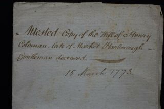 18th Century English Last Will and Testament,  Dated 15th of March 1773 2