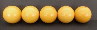 Set Of 10 Antique Or Vintage Bumper Pool Billiard Snooker Balls - 5 Red 5 Yellow 4
