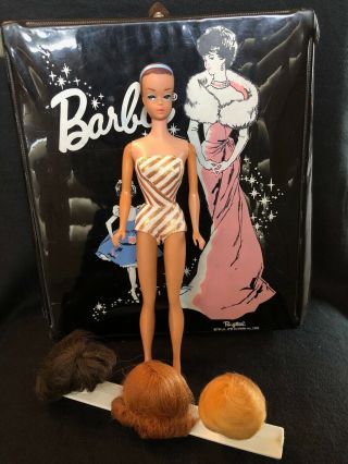 Vintage 1958 Barbie 1962 Midge 11 Fashion Queen Doll With Wigs & 1962 Case