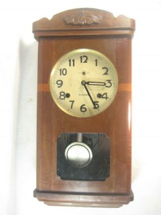 Antique Japanese Wooden Case Wall Clock Time & Strike Exc.
