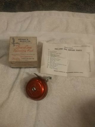 Vintage Wright Mcgill Fre - Line Spinning Reel No.  10bc,  Orig Box