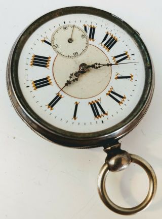 Antique.  800 Sterling Silver Key Wind Pocket Watch for repair 2