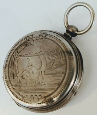 Antique.  800 Sterling Silver Key Wind Pocket Watch for repair 3
