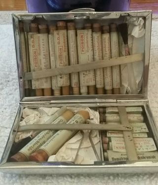 Antique Medical Pills And Case - Poison