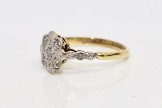 A Fine Antique Art Deco 18ct Gold & Platinum 0.  08ct Diamond Cluster Ring 14275 2