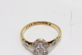 A Fine Antique Art Deco 18ct Gold & Platinum 0.  08ct Diamond Cluster Ring 14275 3