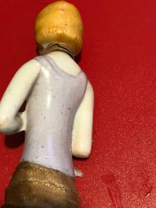 Antique Half Doll on clothes brush Germany All Porcelain Bisque Sewing Doll 4