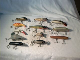 Vintage 12 Old Wooden Fishing Lures South Bend Shakespeare & More 4