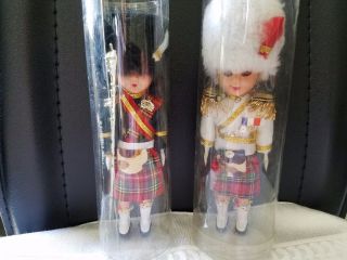 2 Vintage Royal Guard Souvenir Dolls Open And Close Eyes 6.  5 "
