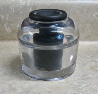 Antique Glass Ink Well With Bakelite Insert