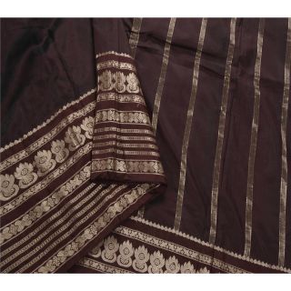 Sanskriti Vintage Dark Red Saree Pure Silk Zari Woven Craft Soft 5yd Fabric Sari