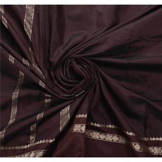 Sanskriti Vintage Dark Red Saree Pure Silk Zari Woven Craft Soft 5Yd Fabric Sari 4