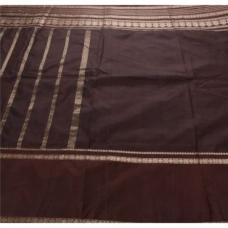 Sanskriti Vintage Dark Red Saree Pure Silk Zari Woven Craft Soft 5Yd Fabric Sari 5