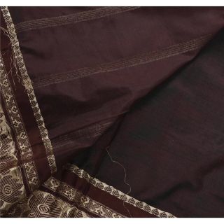 Sanskriti Vintage Dark Red Saree Pure Silk Zari Woven Craft Soft 5Yd Fabric Sari 6