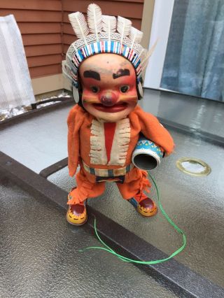 Vintage Antique Toy Clown Indian Electric Mecanical Wind Up