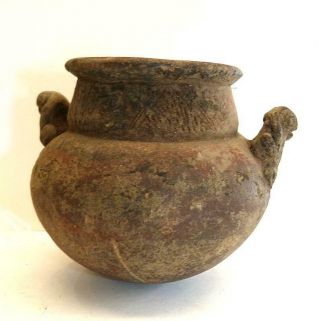 Pre - Columbian Costa Rican Bowl With Zoomorphic Handles - As - Found