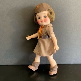 Vintage 1965 Effanbee Brownie Girl Scout Doll 8.  5 " All Blue Sleep Eyes