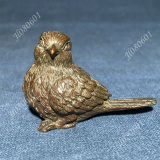 Old Collectible Chinese Solid Copper Sparrow Bird Antique Pure Handwork Statue