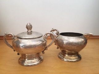 Vintage Sheffield Silver Plated Creamer And Sugar Set In