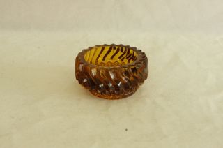 Antique Windsor Glass Amber Color Jersey Swirl Pattern Open Salt Cellar Dip Eapg