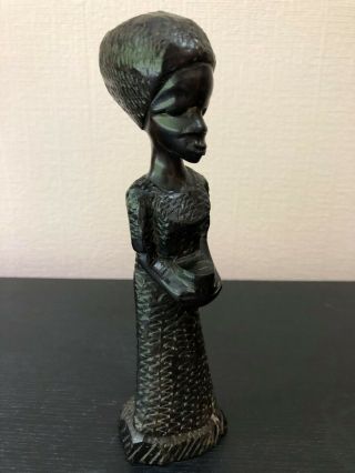 Vintage Small African Hand Sculpted Female Wooden Tribal Statue - Decorative