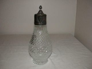 VINTAGE DIAMOND CUT GLASS PITCHER DECANTER WITH SILVER PLATED HINGED LID ITALY 2