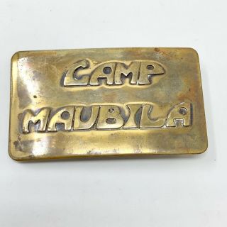 Vintage Camp Maubila Brass Belt Buckle Boy Scouts Grove Hill Alabama