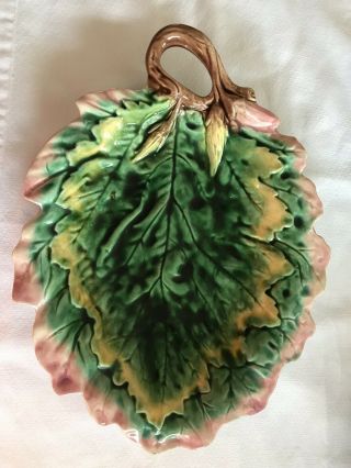 Antique Majolica (etruscan) Pottery Leaf Plate