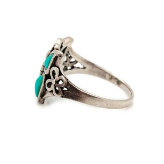 Antique Vintage Deco Mid Century Modern Sterling Silver Turquoise Ring Sz 5.  75 3