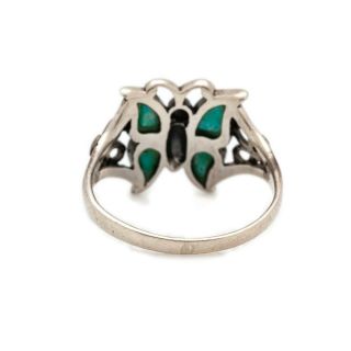 Antique Vintage Deco Mid Century Modern Sterling Silver Turquoise Ring Sz 5.  75 4